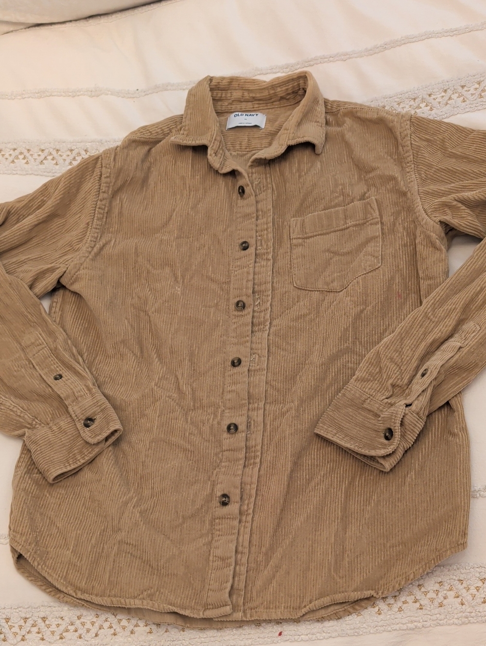 Old Navy Men’s Tan Corduroy Button-Down Shirt